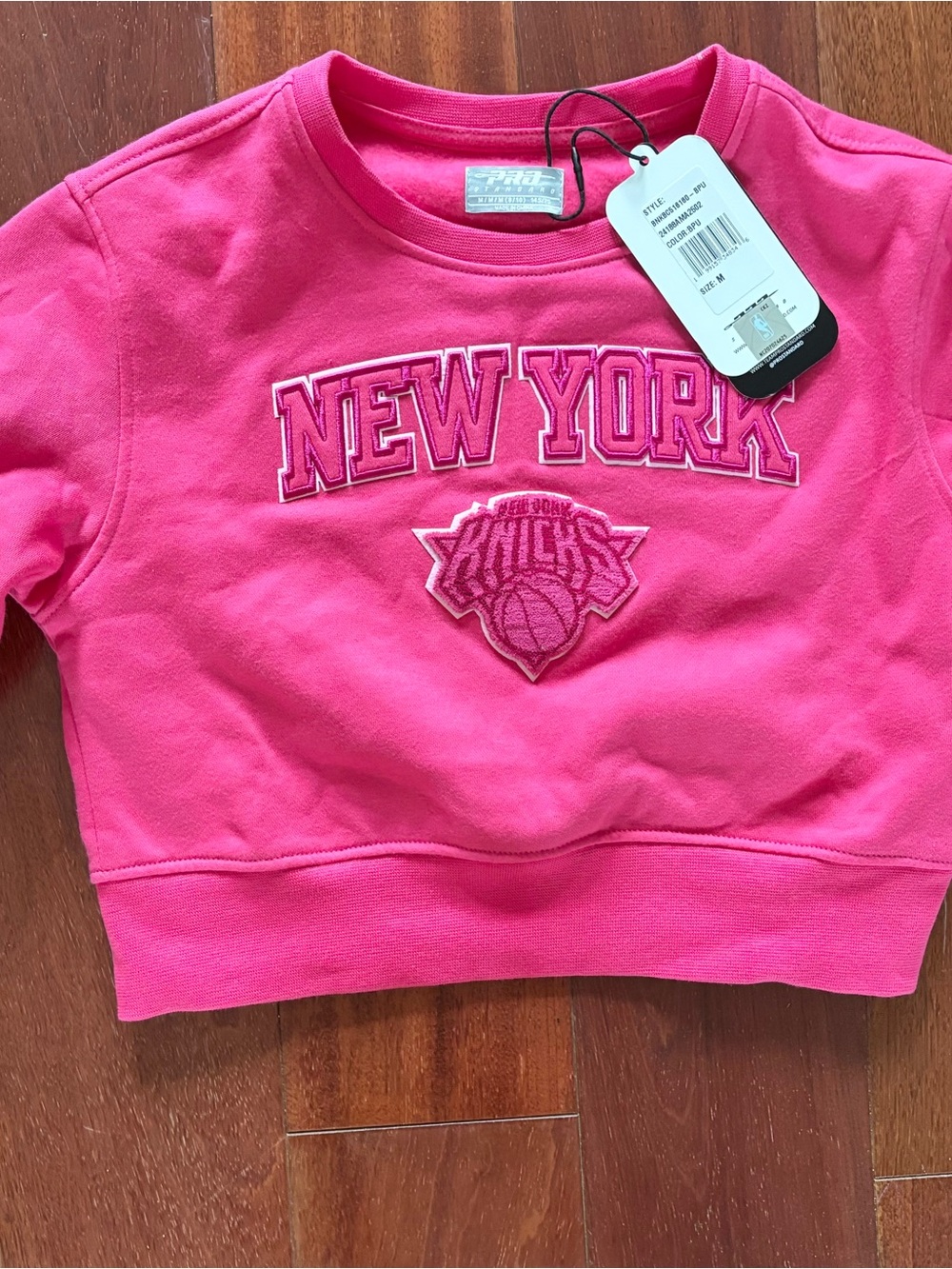 New York Knicks Girls NBA Classic Triple Pink Fleece Crewneck Sweatshirt - NWT